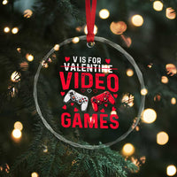 Funny Valentines Gamer Crystal Glass Ornament V is for Video Games - Wonder Print Shop