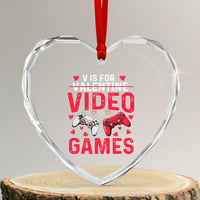 Funny Valentines Gamer Heart Crystal Glass Ornament V is for Video Games - Wonder Print Shop