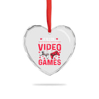 Funny Valentines Gamer Heart Crystal Glass Ornament V is for Video Games - Wonder Print Shop