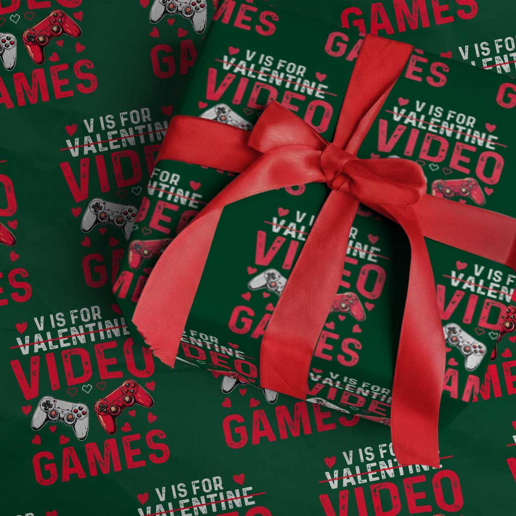 Funny Valentines Gamer Wrapping Paper Roll V is for Video Games - Wonder Print Shop