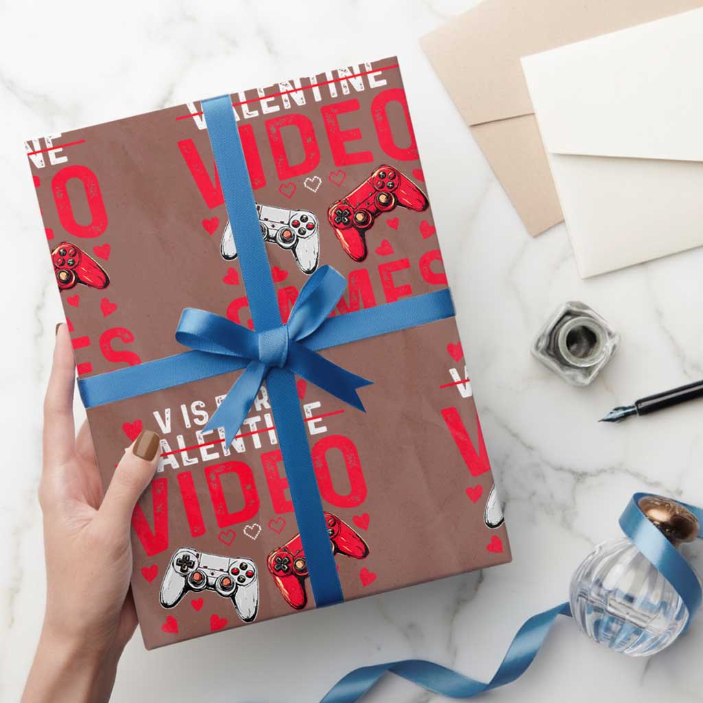 Funny Valentines Gamer Wrapping Paper Roll V is for Video Games - Wonder Print Shop