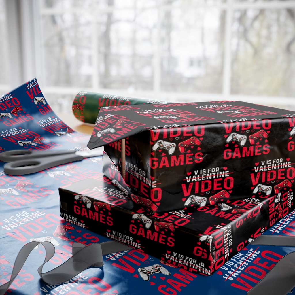 Funny Valentines Gamer Wrapping Paper Roll V is for Video Games - Wonder Print Shop