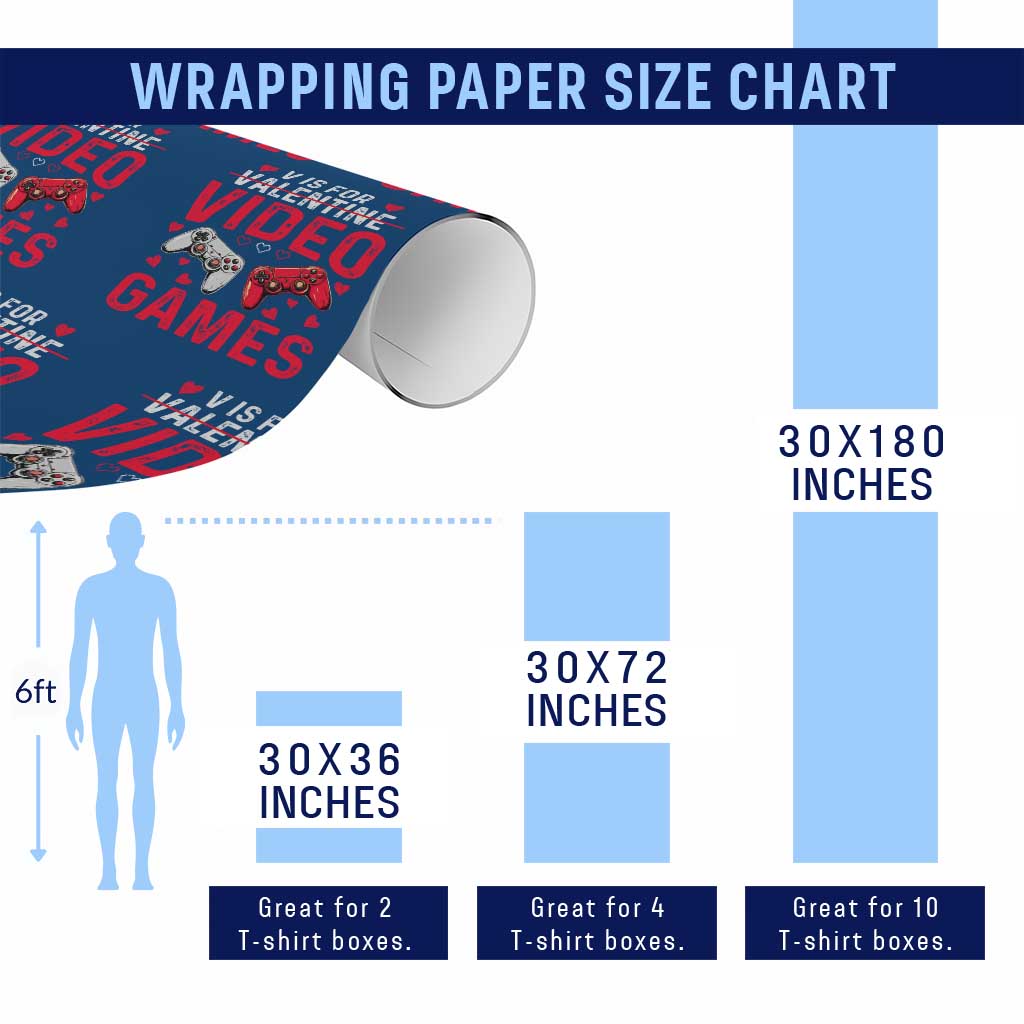 Funny Valentines Gamer Wrapping Paper Roll V is for Video Games - Wonder Print Shop