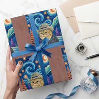 Funny Van Gogh Cat in Starry Night Wrapping Paper Roll - Wonder Print Shop