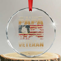 Funny Veteran Dad Crystal Glass Ornament Funny Military Veteran USA Flag - Wonder Print Shop