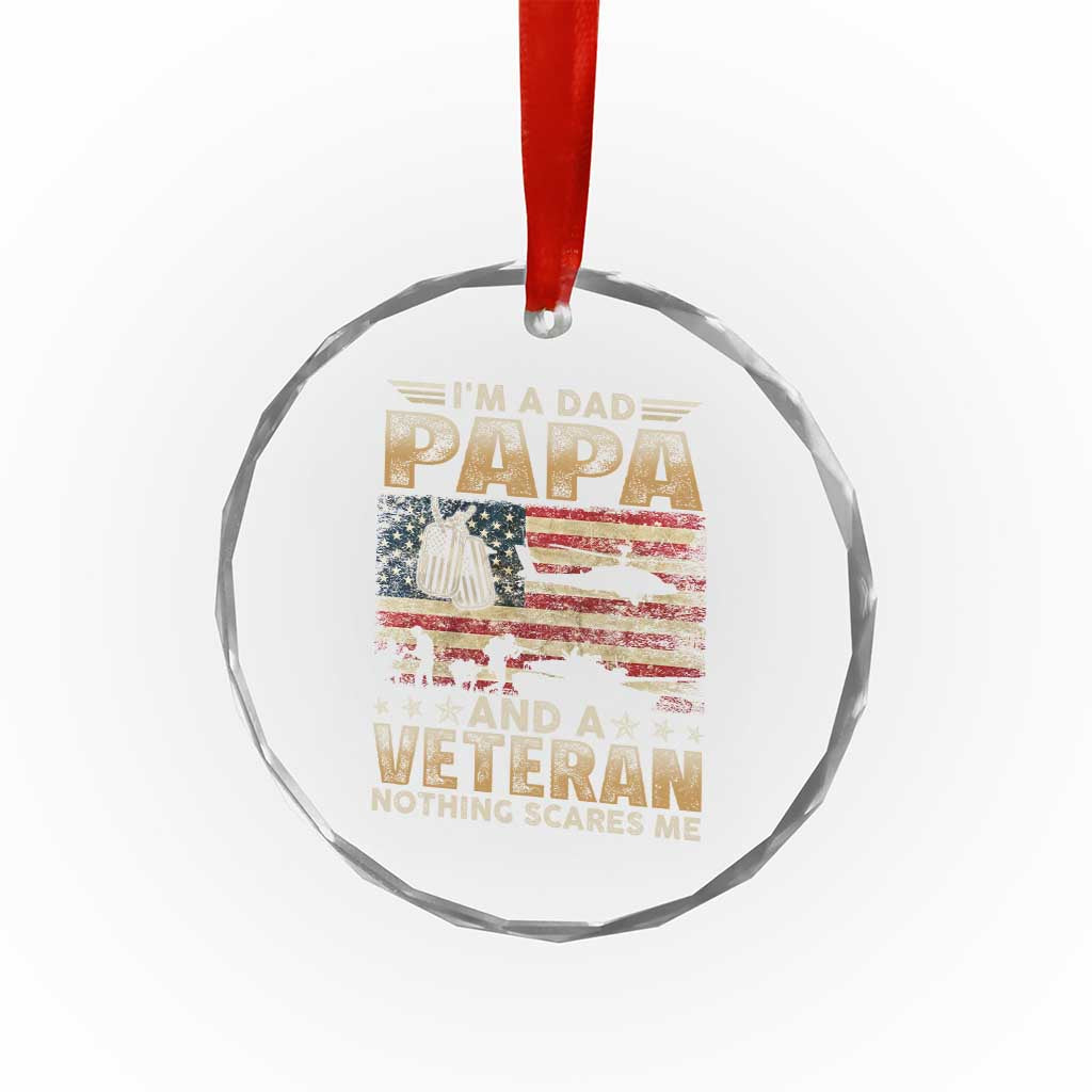 Funny Veteran Dad Crystal Glass Ornament Funny Military Veteran USA Flag - Wonder Print Shop
