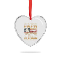 Funny Veteran Dad Heart Crystal Glass Ornament Funny Military Veteran USA Flag - Wonder Print Shop