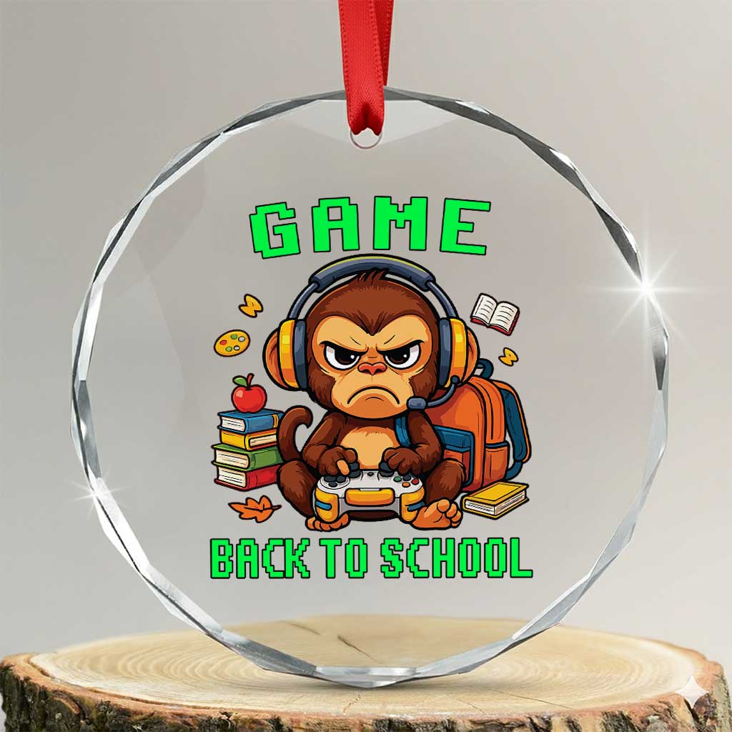 Funny Video Game Crystal Glass Ornament Cute Monkey Back To School - Wonder Print Shop