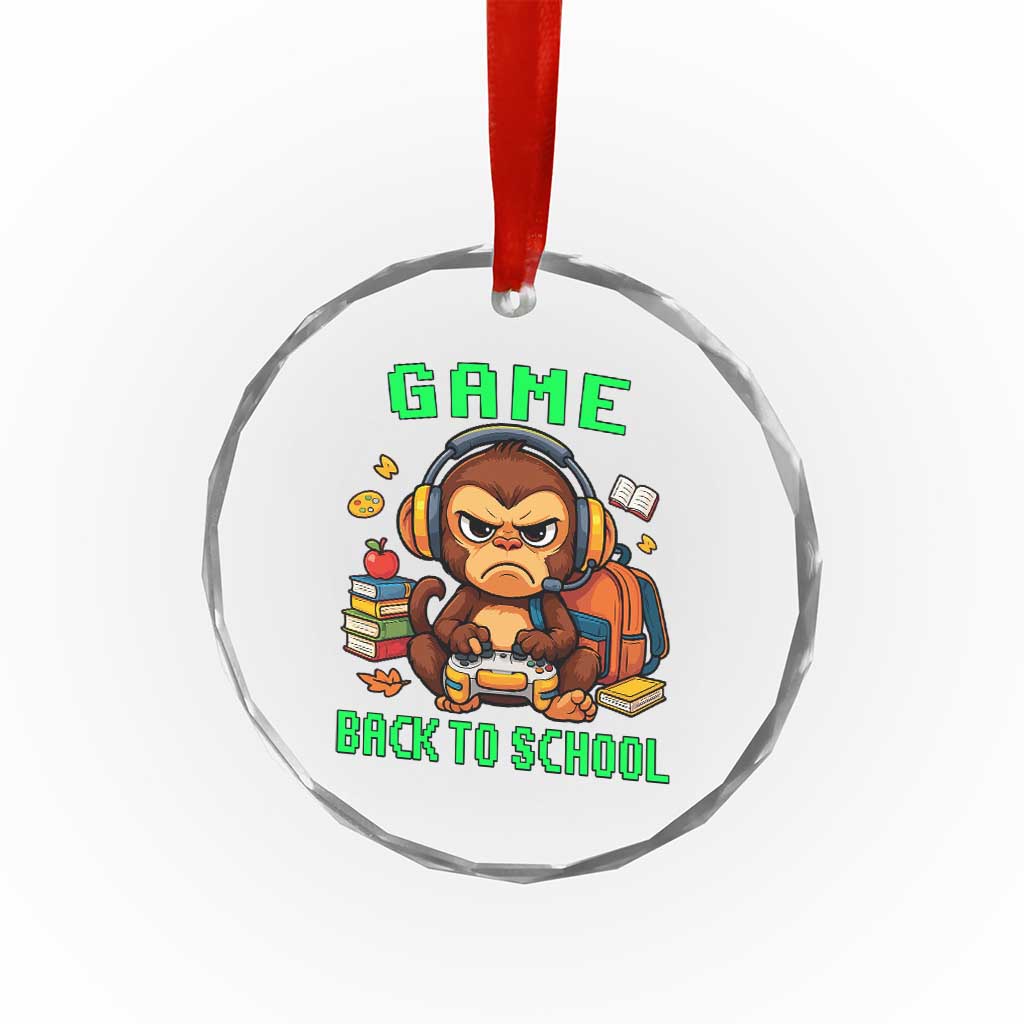 Funny Video Game Crystal Glass Ornament Cute Monkey Back To School - Wonder Print Shop