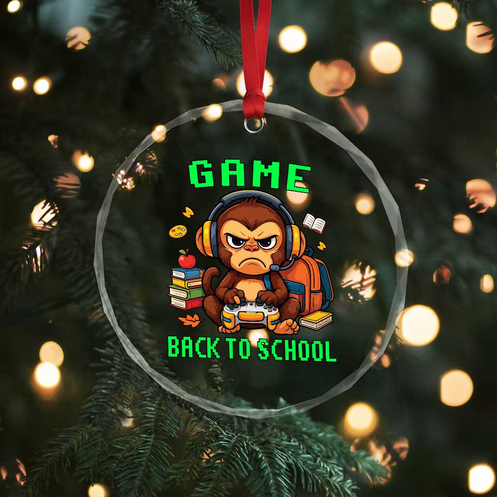 Funny Video Game Crystal Glass Ornament Cute Monkey Back To School - Wonder Print Shop