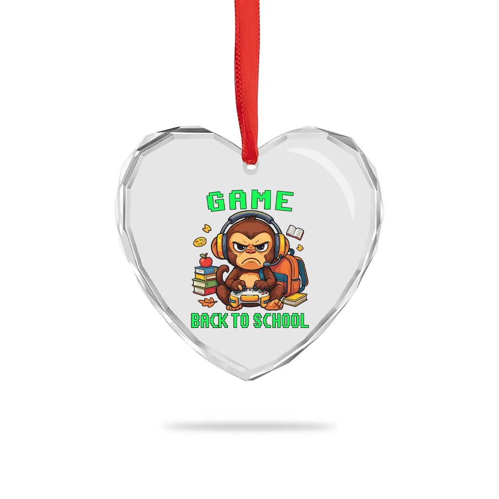 Funny Video Game Heart Crystal Glass Ornament Cute Monkey Back To School - Wonder Print Shop