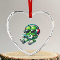 Funny Video Game Shamrock St Patricks Day Gamer Heart Crystal Glass Ornament