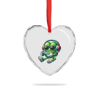 Funny Video Game Shamrock St Patricks Day Gamer Heart Crystal Glass Ornament