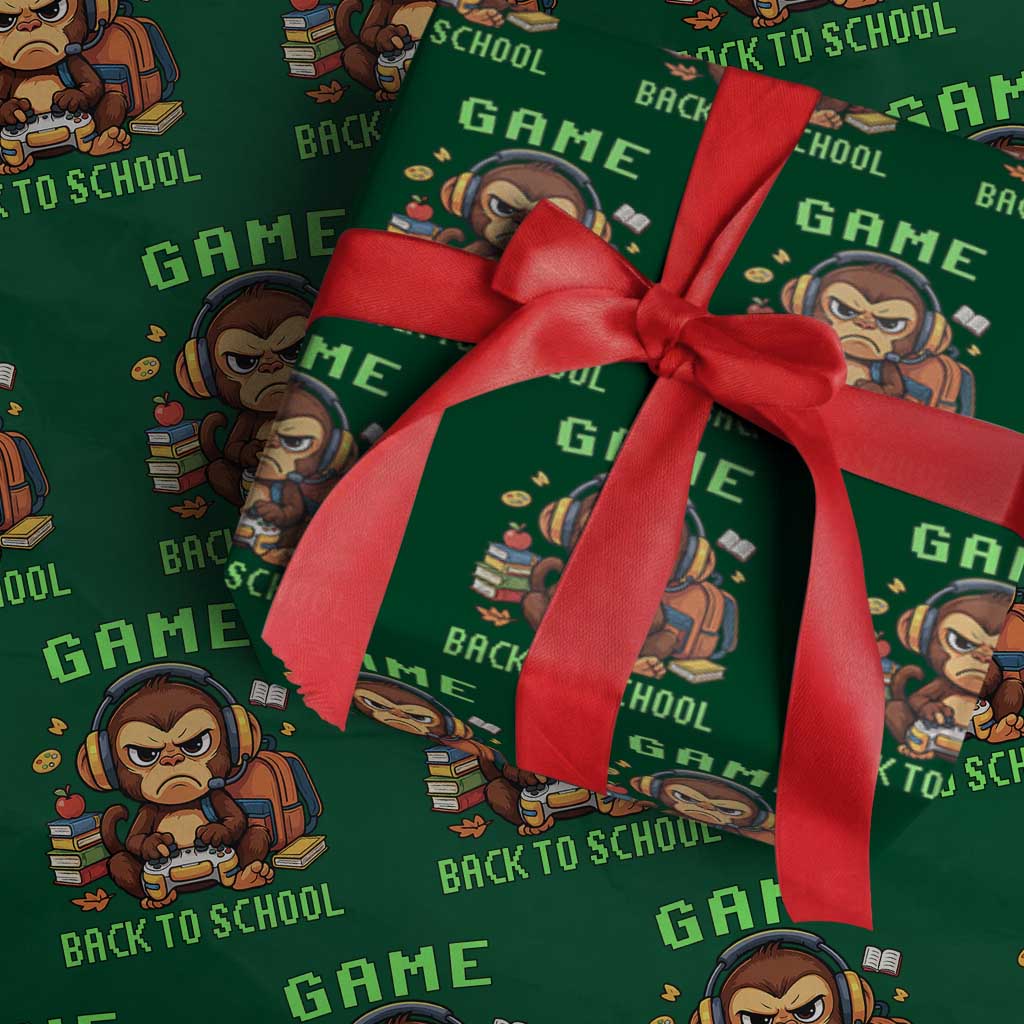 Funny Video Game Wrapping Paper Roll Cute Monkey Back To School - Wonder Print Shop