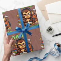 Funny Video Game Wrapping Paper Roll Cute Monkey Back To School - Wonder Print Shop