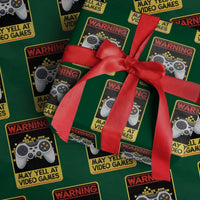 Funny Video Gamer Wrapping Paper Roll Warning May Yell At Video Games - Wonder Print Shop