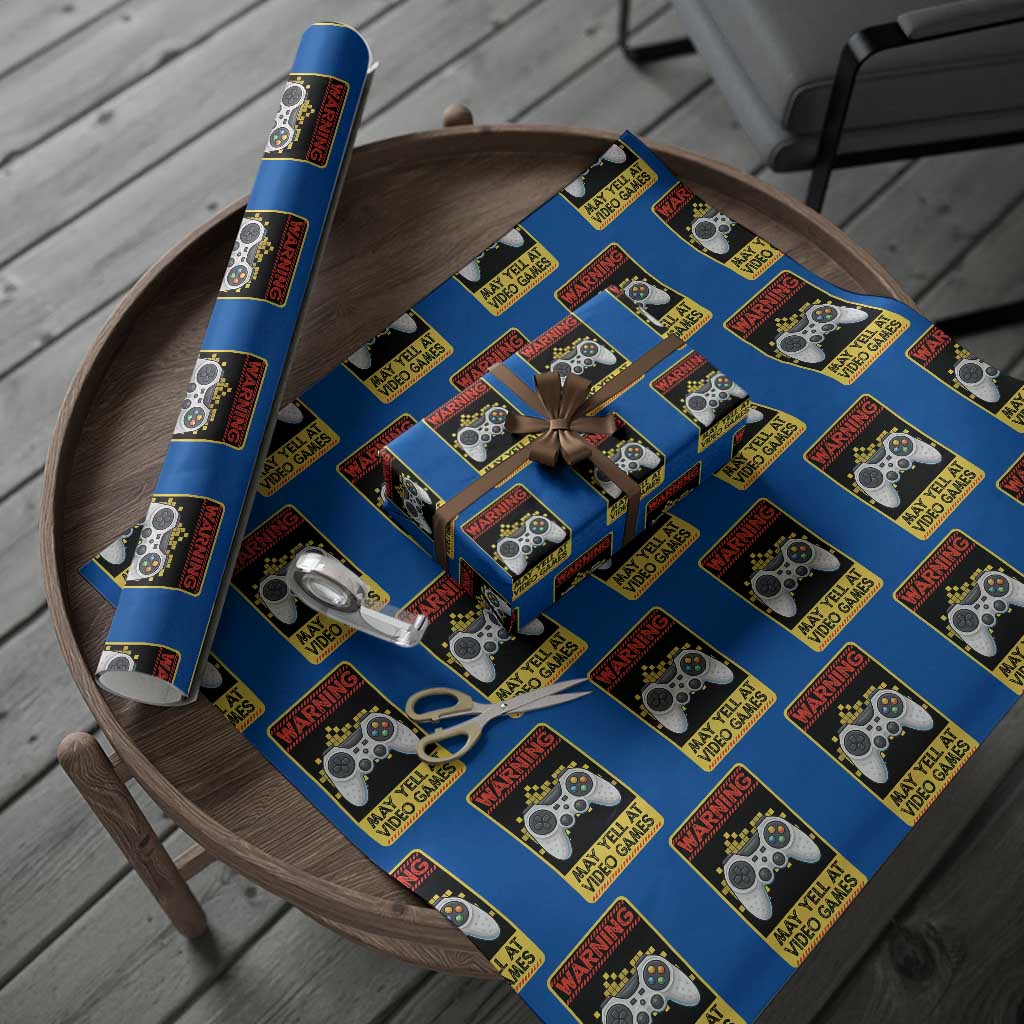 Funny Video Gamer Wrapping Paper Roll Warning May Yell At Video Games - Wonder Print Shop