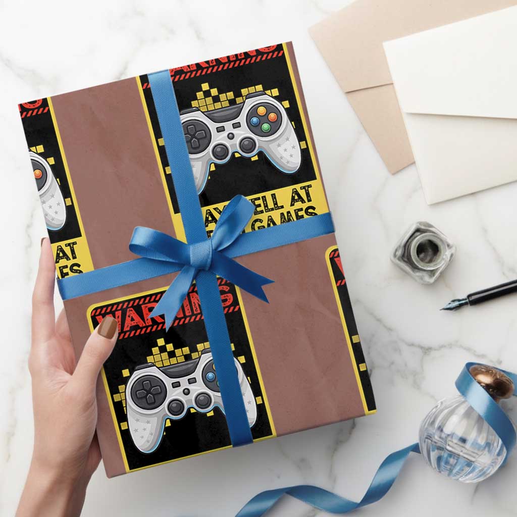 Funny Video Gamer Wrapping Paper Roll Warning May Yell At Video Games - Wonder Print Shop