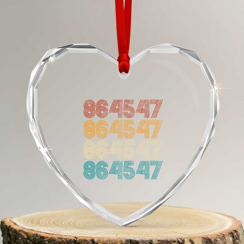 Funny Vintage 80s Style 86 45 47 Retro Stripes Heart Crystal Glass Ornament - Wonder Print Shop