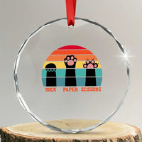 Funny Vintage Black Cat Introvert Crystal Glass Ornament Rock Paper Scissors Paw