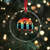 Funny Vintage Black Cat Introvert Crystal Glass Ornament Rock Paper Scissors Paw
