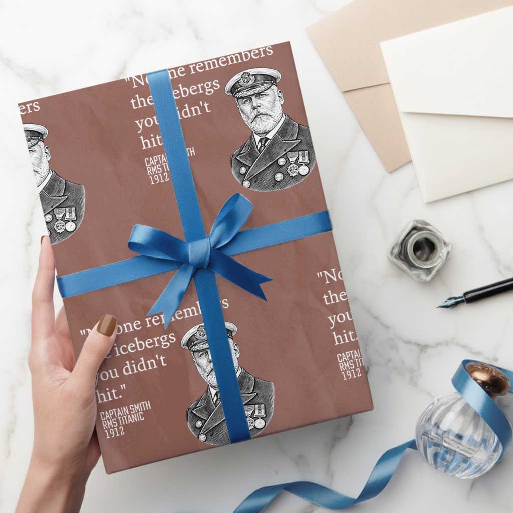 Funny Vintage Ship Captain Saying Wrapping Paper Roll No One Remembers the Icebergs You Did Not Hit Dark Humor
