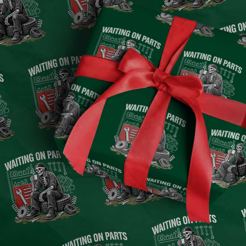 Funny Waiting On Parts Mechanic Skeleton Auto Repair Life Wrapping Paper Roll