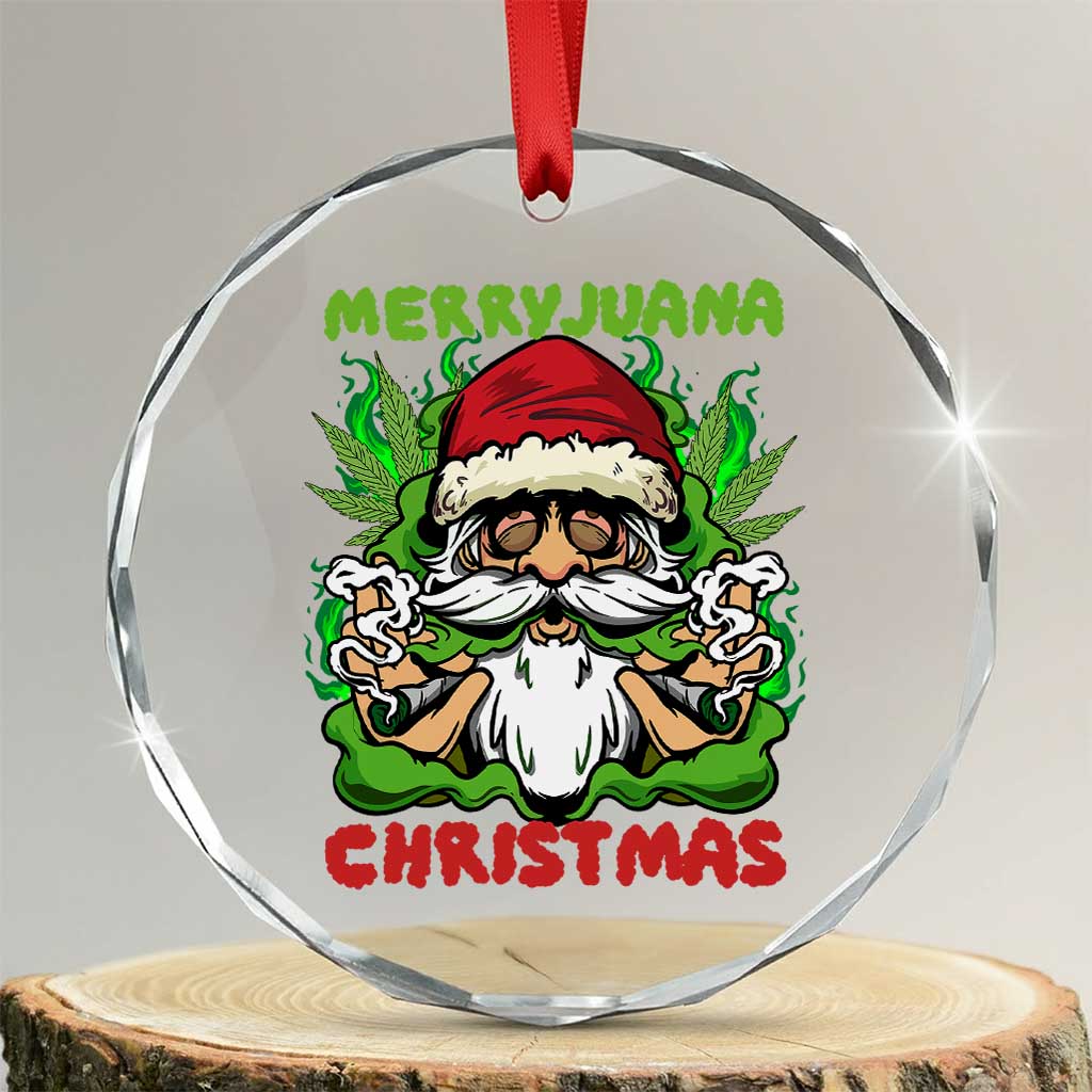Funny Weed Christmas Crystal Glass Ornament Merry Juana Xmas Santa - Wonder Print Shop