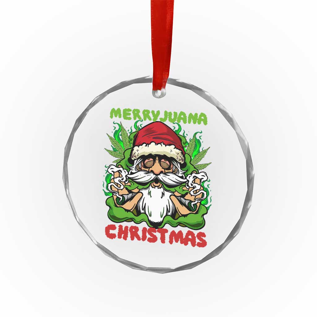 Funny Weed Christmas Crystal Glass Ornament Merry Juana Xmas Santa - Wonder Print Shop