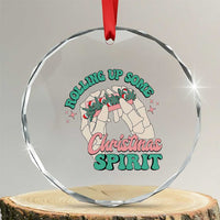 Funny Weed Christmas Crystal Glass Ornament Rolling Up Some Christmas Spirit Skeleton Hand - Wonder Print Shop