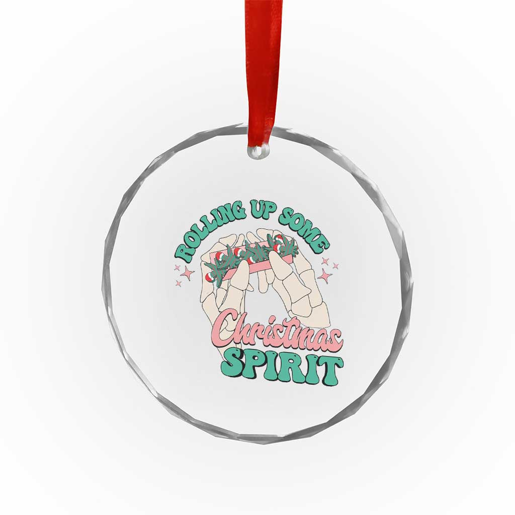 Funny Weed Christmas Crystal Glass Ornament Rolling Up Some Christmas Spirit Skeleton Hand - Wonder Print Shop