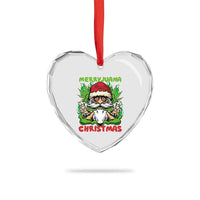 Funny Weed Christmas Heart Crystal Glass Ornament Merry Juana Xmas Santa - Wonder Print Shop