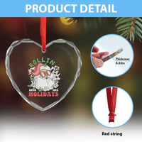 Funny Weed Christmas Heart Crystal Glass Ornament Rollin Into The Holidays Santa Xmas - Wonder Print Shop