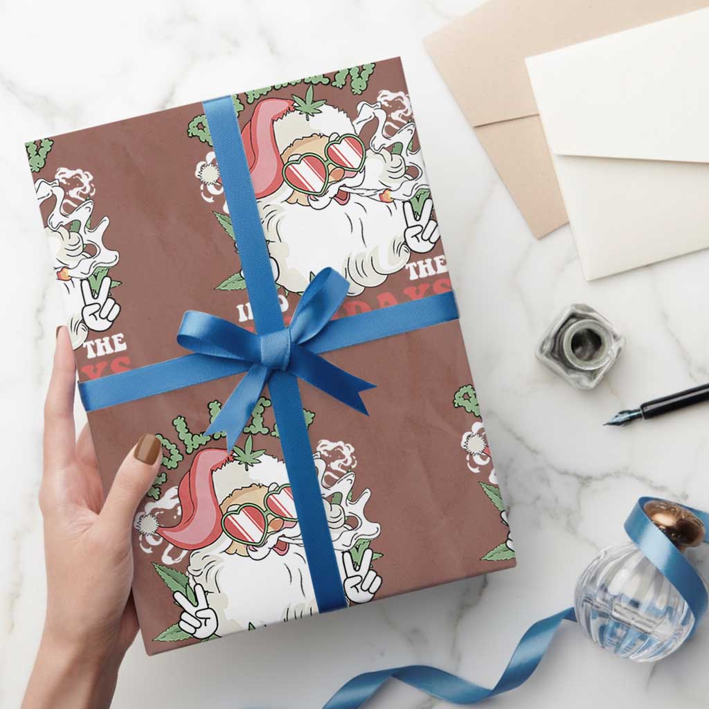 Funny Weed Christmas Wrapping Paper Roll Rollin Into The Holidays Santa Xmas - Wonder Print Shop