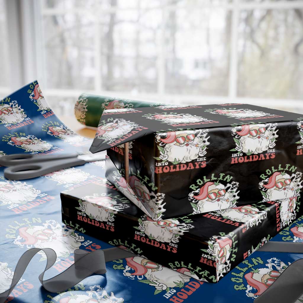 Funny Weed Christmas Wrapping Paper Roll Rollin Into The Holidays Santa Xmas - Wonder Print Shop