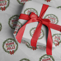 Funny Weed Christmas Wrapping Paper Roll Tis The Season To Be Jolly Xmas Wreath - Wonder Print Shop