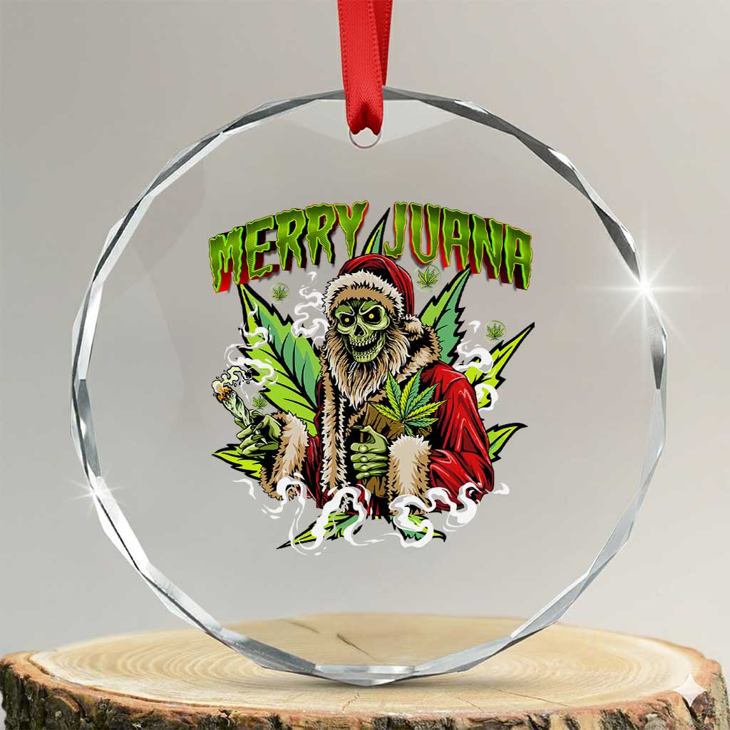 Funny Weed Xmas Crystal Glass Ornament Merry Juana Santa Skeleton 420 TS09