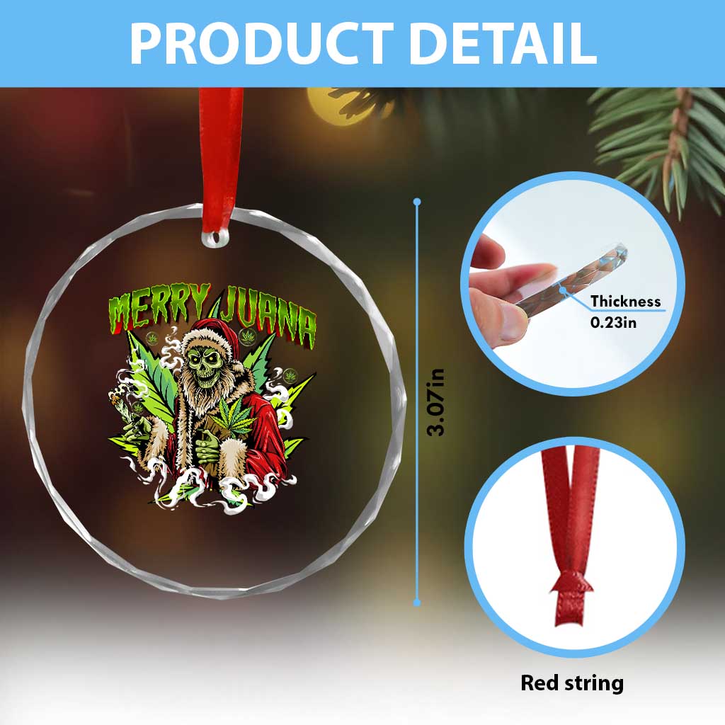 Funny Weed Xmas Crystal Glass Ornament Merry Juana Santa Skeleton 420 TS09