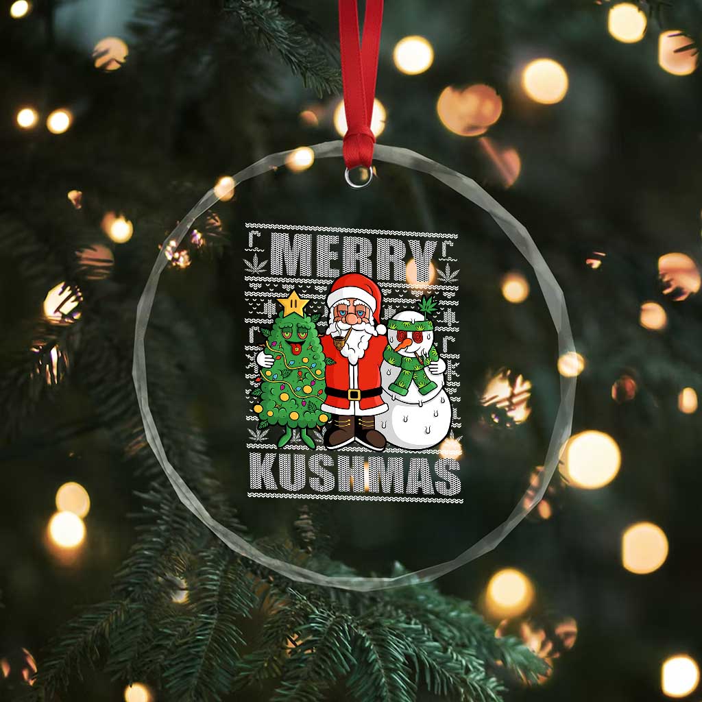 Funny Weed Xmas Crystal Glass Ornament Merry Kushmas Naughty Santa Snowman Cannabis 420 TS09