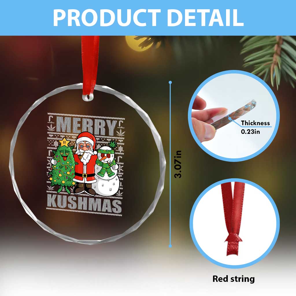 Funny Weed Xmas Crystal Glass Ornament Merry Kushmas Naughty Santa Snowman Cannabis 420 TS09