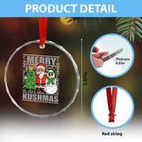 Funny Weed Xmas Crystal Glass Ornament Merry Kushmas Naughty Santa Snowman Cannabis 420 TS09