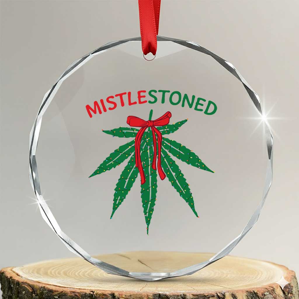 Funny Weed Xmas Crystal Glass Ornament Mistlestoned Mistletoe Led Lights TS11