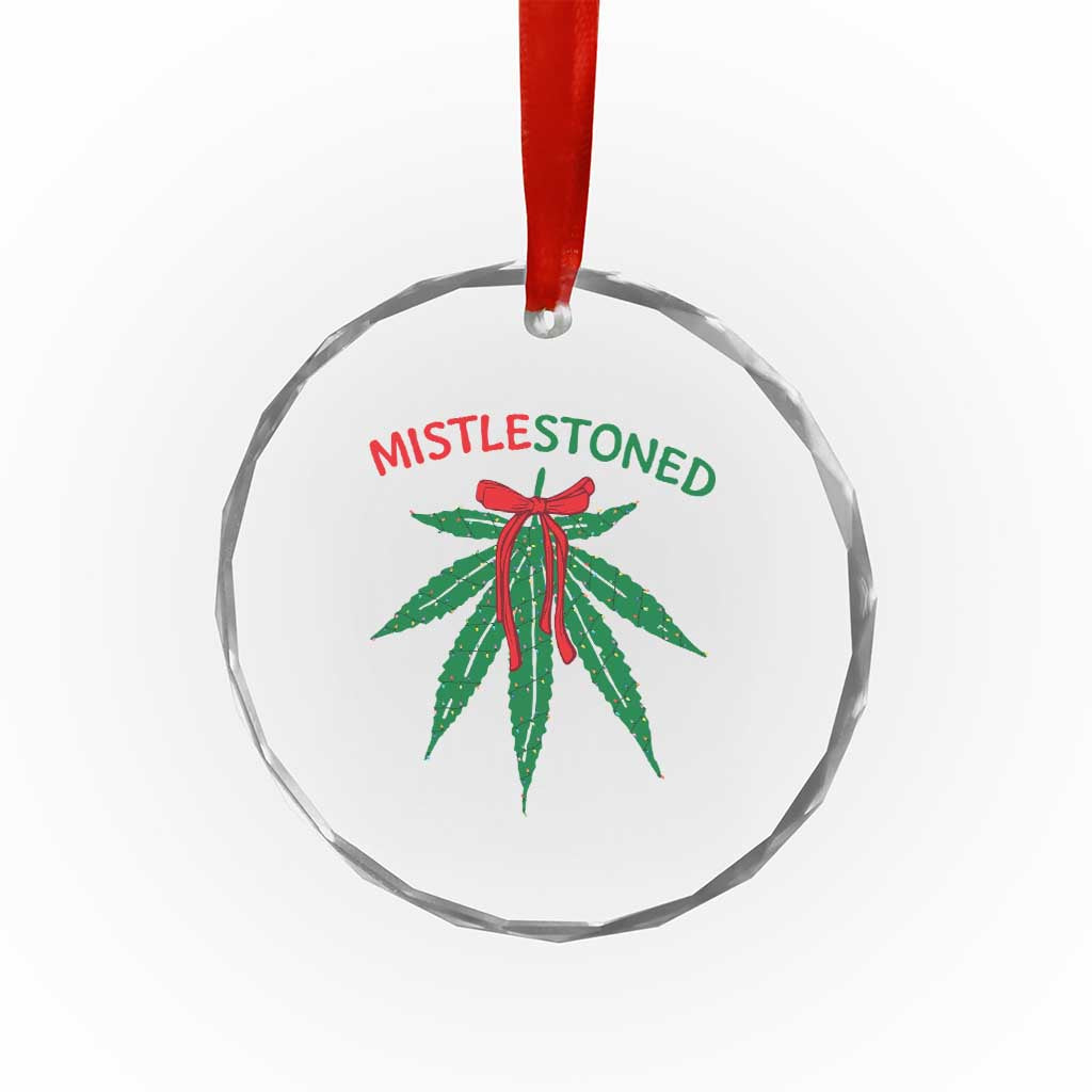 Funny Weed Xmas Crystal Glass Ornament Mistlestoned Mistletoe Led Lights TS11