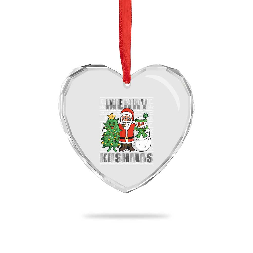 Funny Weed Xmas Heart Crystal Glass Ornament Merry Kushmas Naughty Santa Snowman Cannabis 420 - Wonder Print Shop
