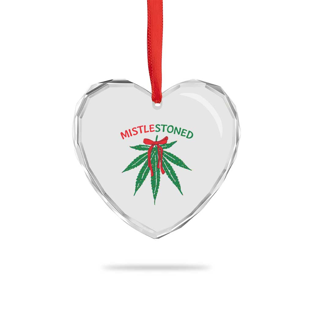 Funny Weed Xmas Heart Crystal Glass Ornament Mistlestoned Mistletoe Led Lights - Wonder Print Shop