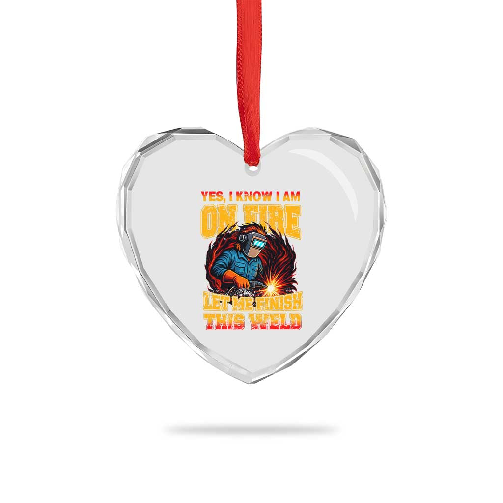 Funny Welding Bigfoot Heart Crystal Glass Ornament Cryptid Welder Sasquatch - Wonder Print Shop