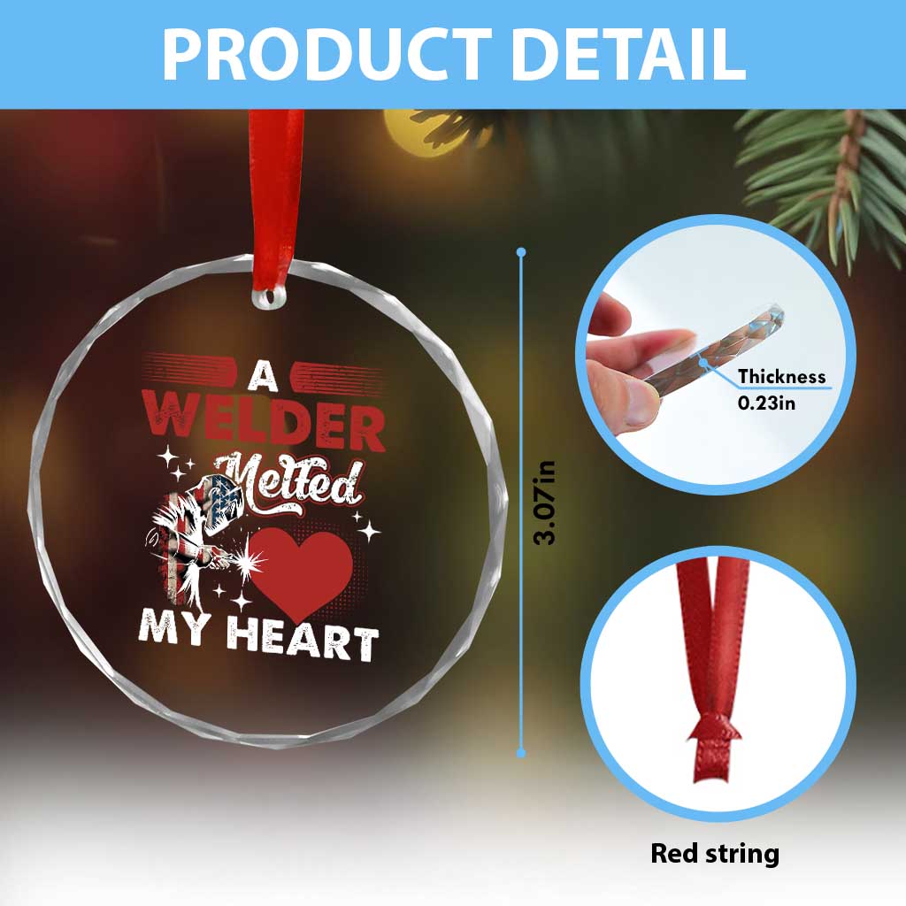 Funny Welding Welder Wife Girlfriend Crystal Glass Ornament - Wonder Print Shop
