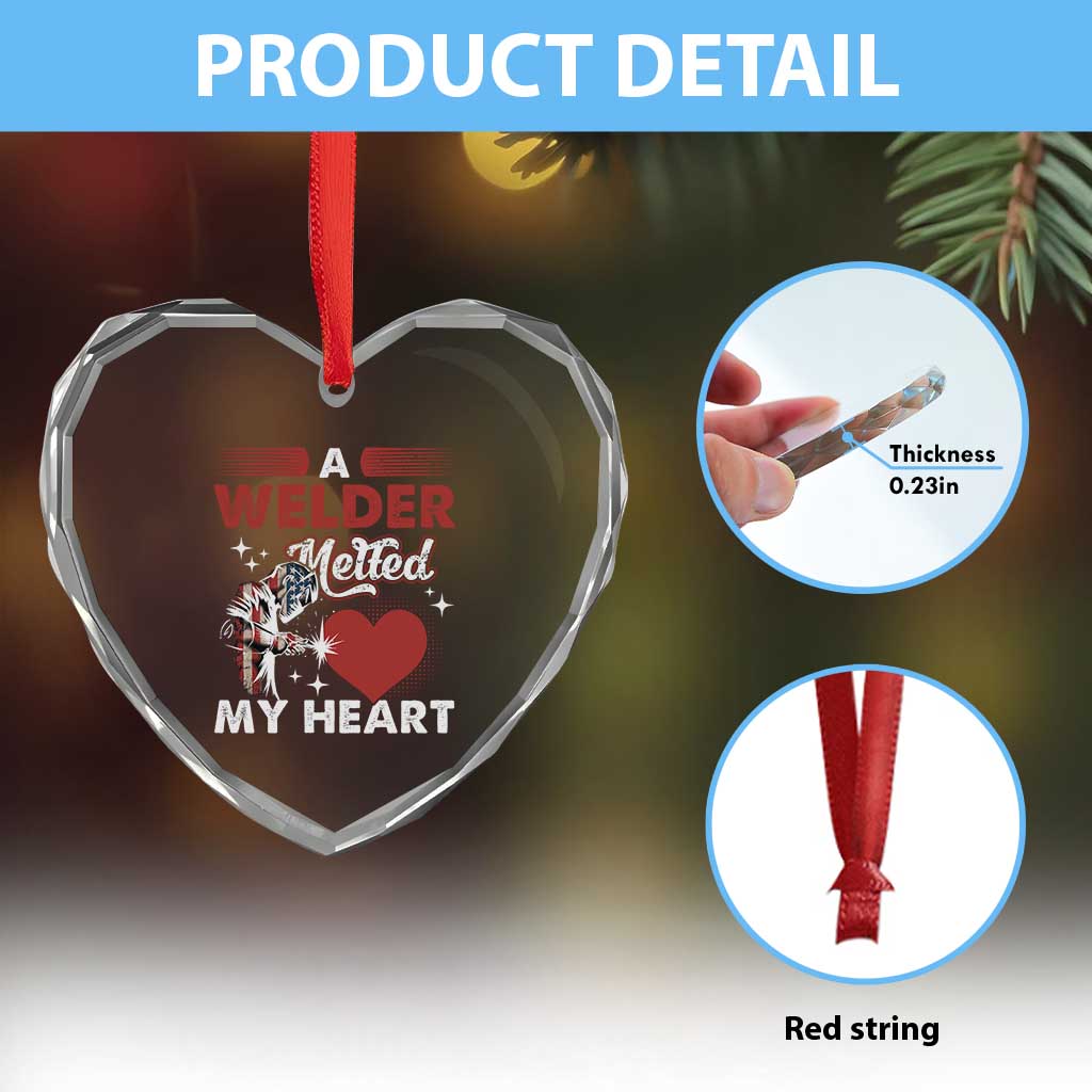 Funny Welding Welder Wife Girlfriend Heart Crystal Glass Ornament - Wonder Print Shop