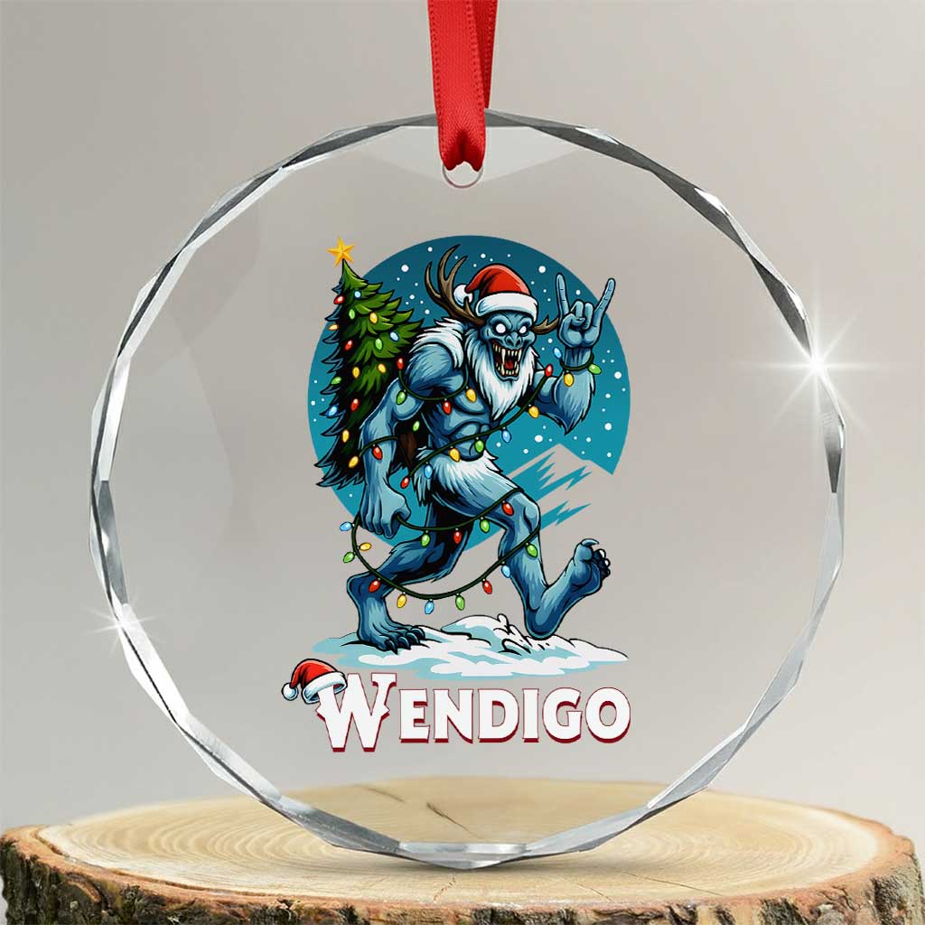 Funny Wendigo Monster Christmas Crystal Glass Ornament Rock On Hand Meme Xmas - Wonder Print Shop