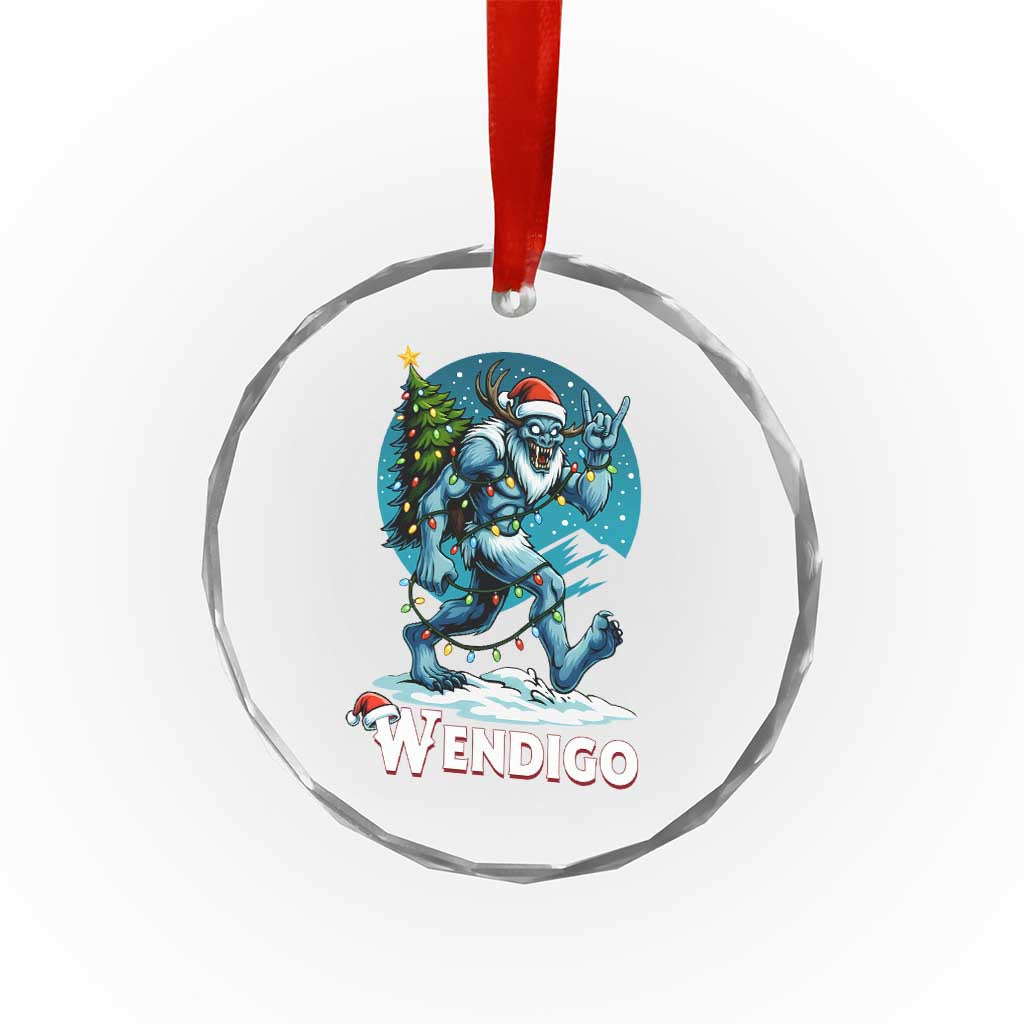 Funny Wendigo Monster Christmas Crystal Glass Ornament Rock On Hand Meme Xmas - Wonder Print Shop